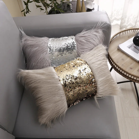 Luxury Sequin Fur Cushion