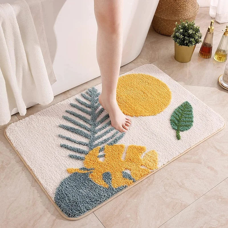 Inyahome Leaves Bathroom Rugs