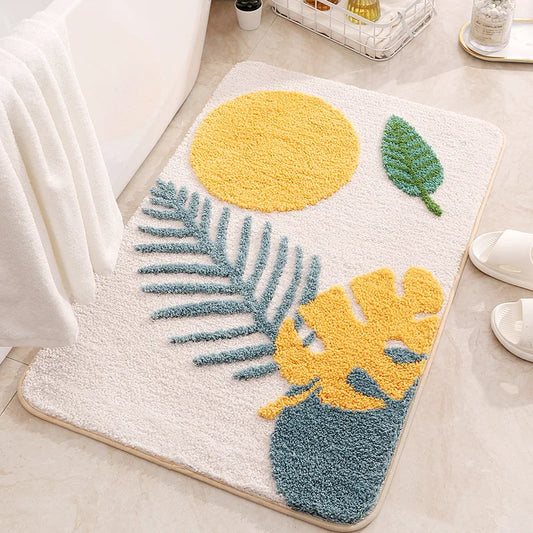 Inyahome Leaves Bathroom Rugs